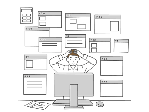 複数の会計ソフトで作業になり困っている様子